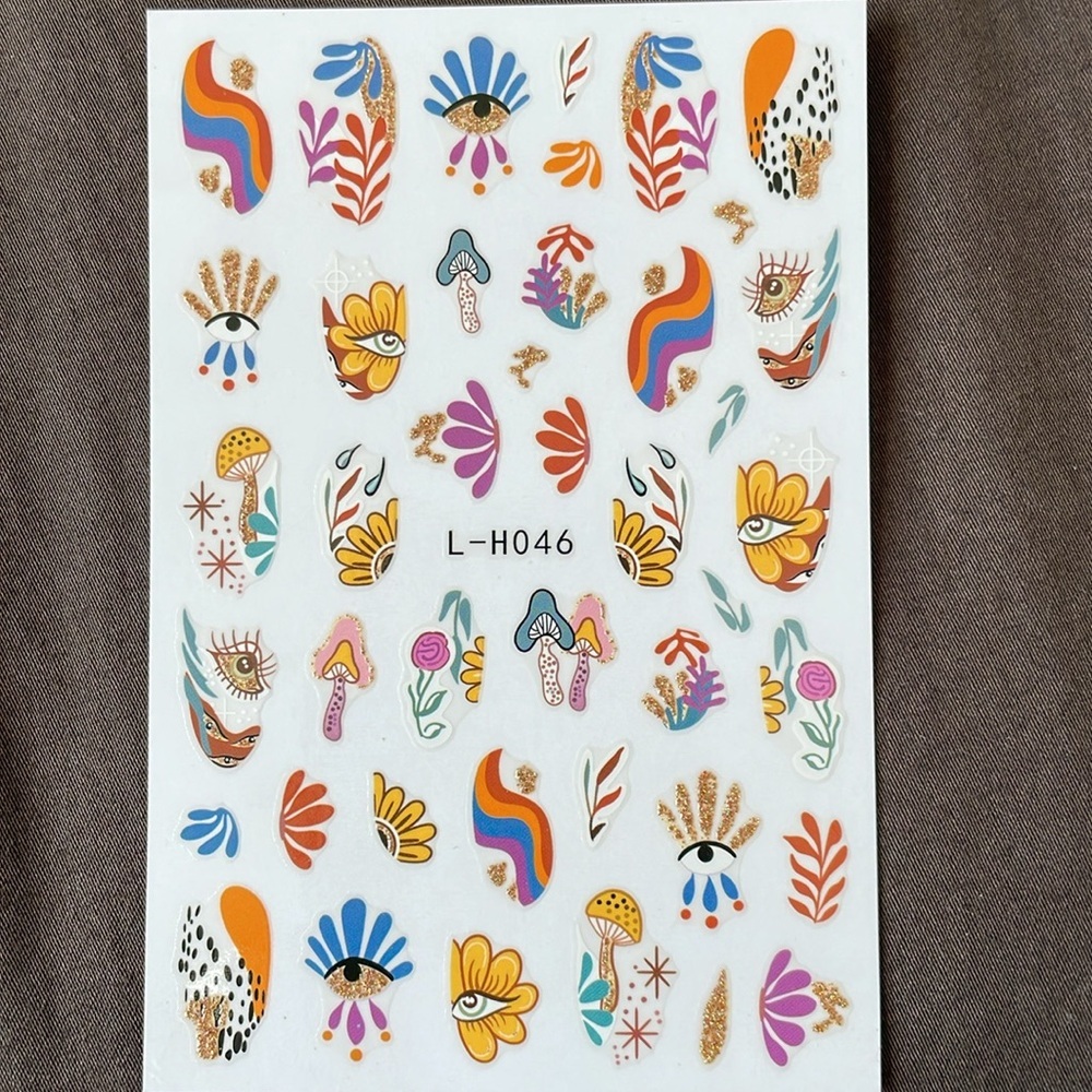 Brand New 5 Pack Nail Art Stickers - Evil Eye, Mushrooms etc. - Picture 6 of 6